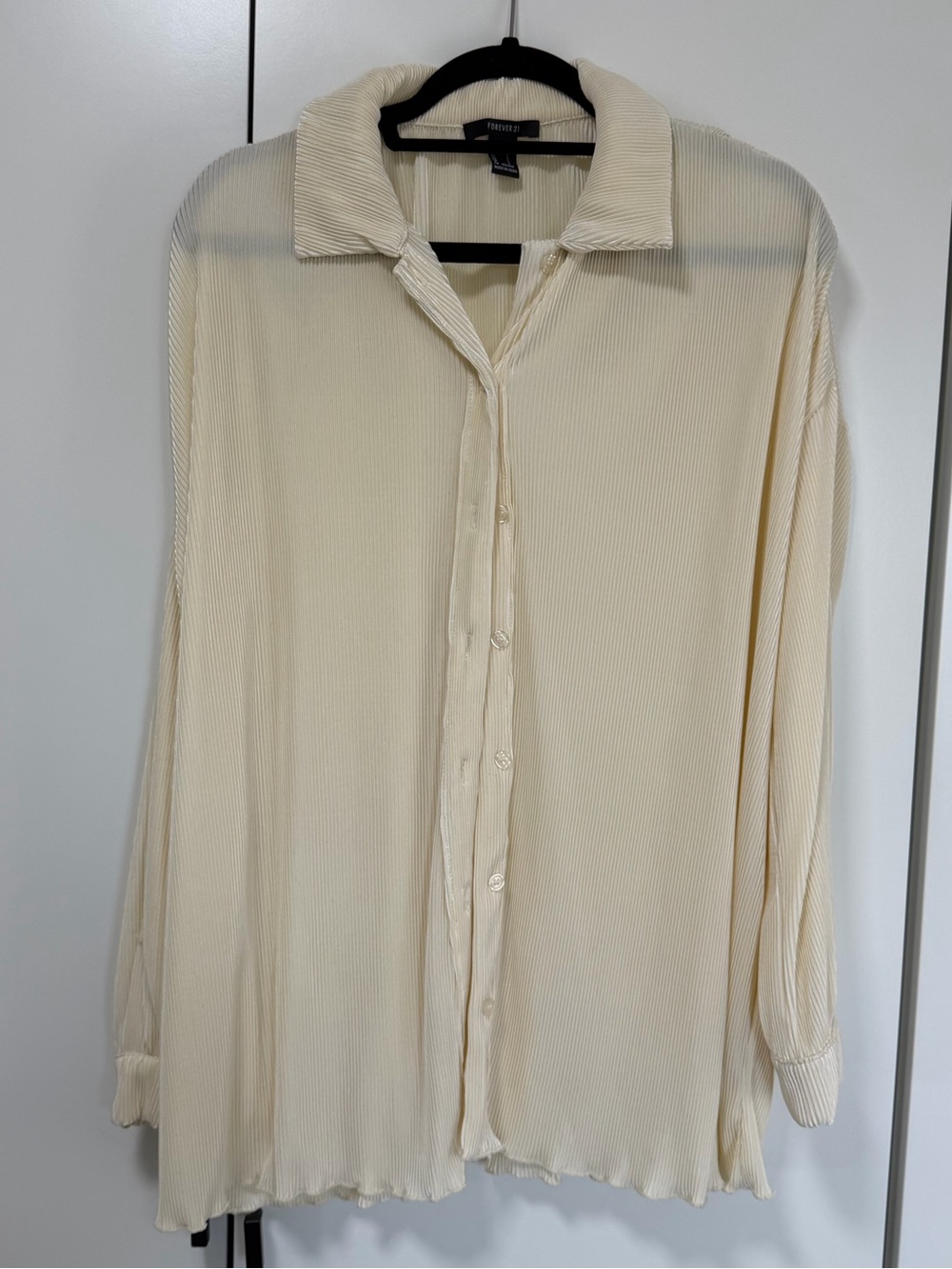 (SET) Forever 21 Cream Pleated Button-Down Blouse and Pant